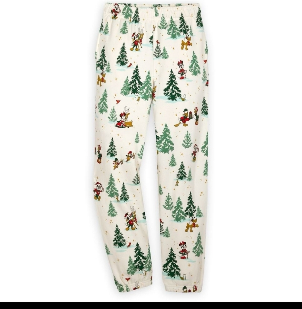 Disney Parks Christmas Holiday Mickey & Friends Sweat Pants Joggers Size Large